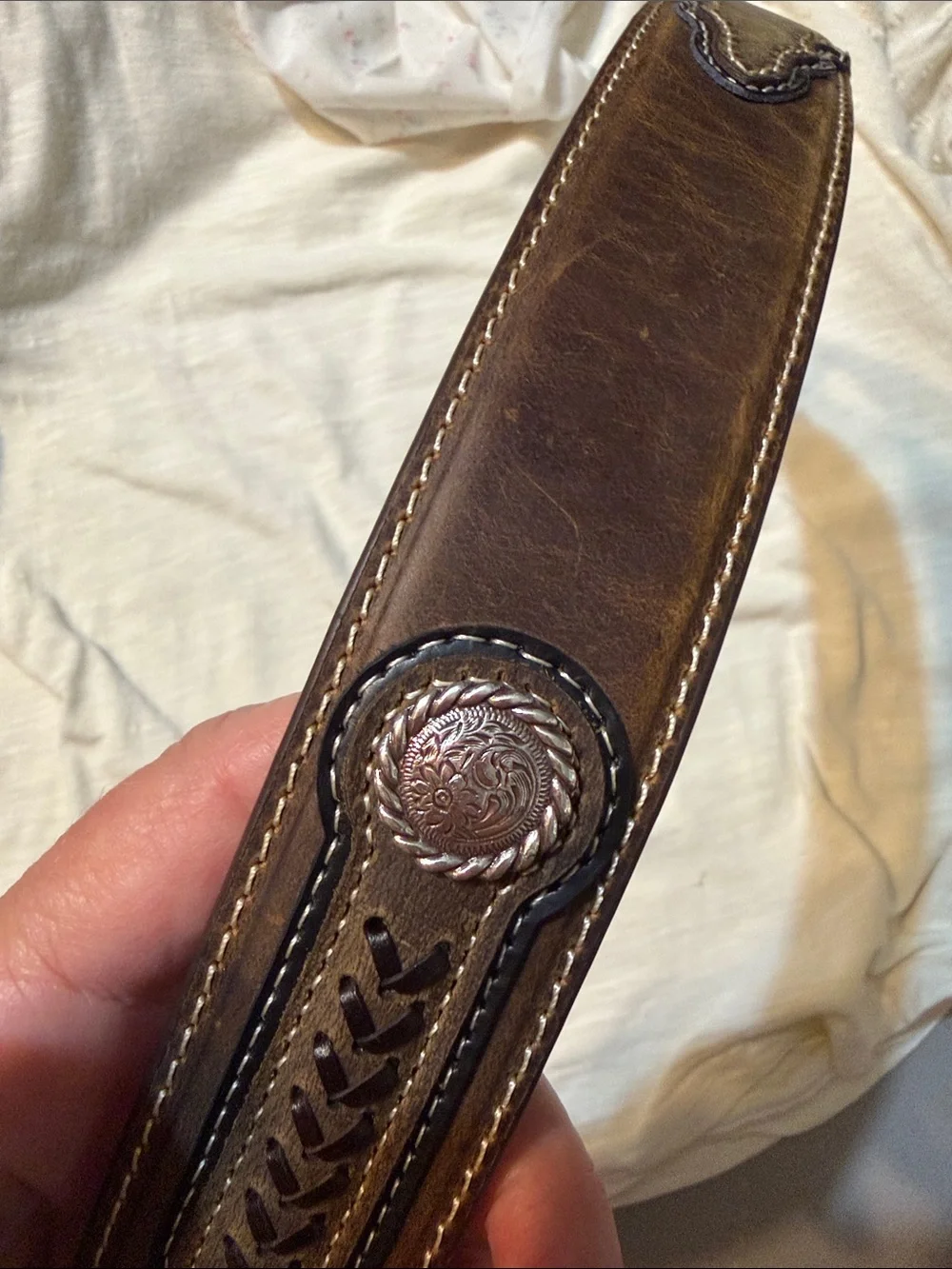 Cavender’s Leather WESTERN belt with conchos - new never worn - 34”